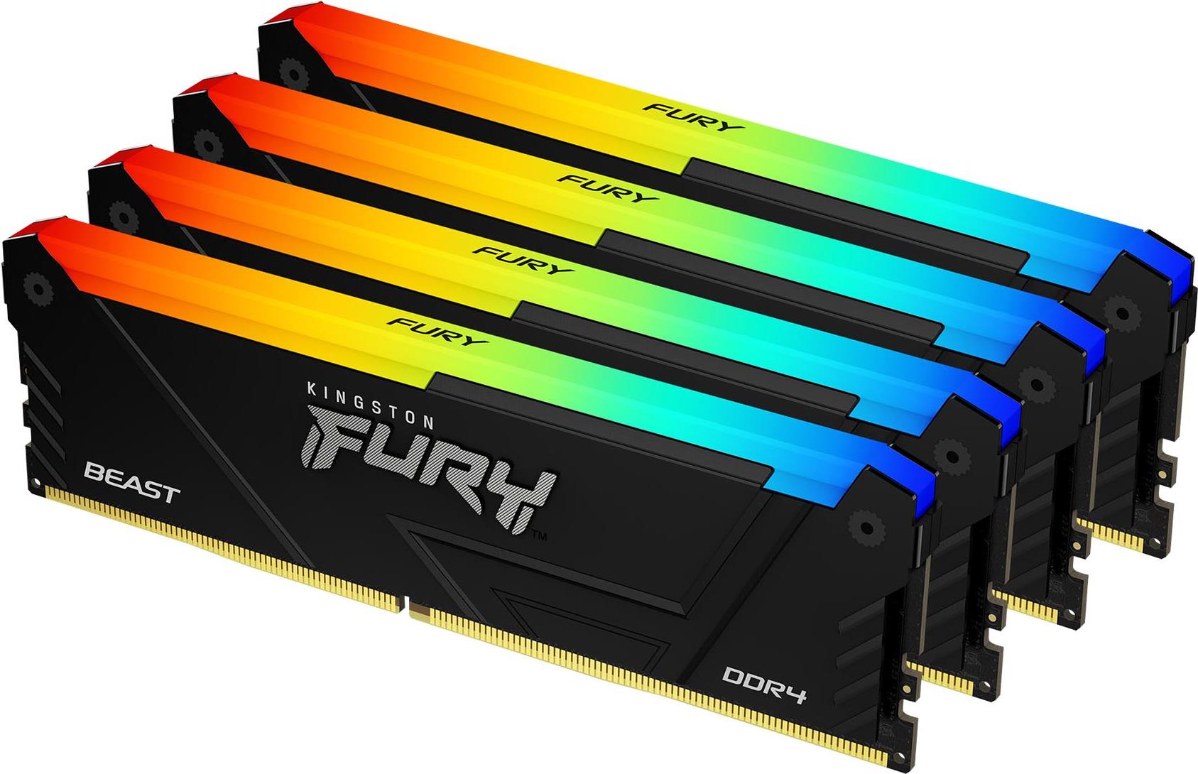 DDR4 KINGSTON 16Gb 3600Mhz - FURY BEAST CL18 - RGB - KF436C18BB2A/16