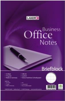 LANDRÉ Briefblock WORK A4, 50 Blatt, rautiert, kopfgeleimt Lineatur 23, 70 g-qm, holzfrei - 10 Stück (356405023)