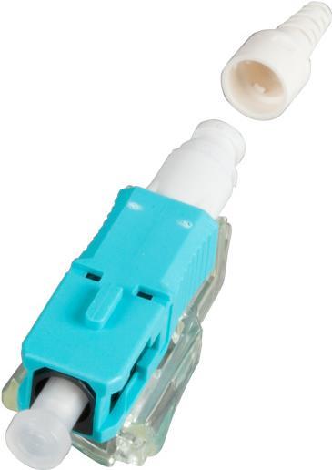 12er Set feldkonfektionierbare SC Steckverbinder OM3 aqua, mit Faserhalter (53200.1)