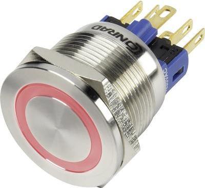 Conrad Vandalismusgeschützter Drucktaster 250 V/AC 3 A 1 x Aus/(Ein) GQ22S-11E/R/12V IP65 tastend 1 St. (GQ22S-11E/R/12V)