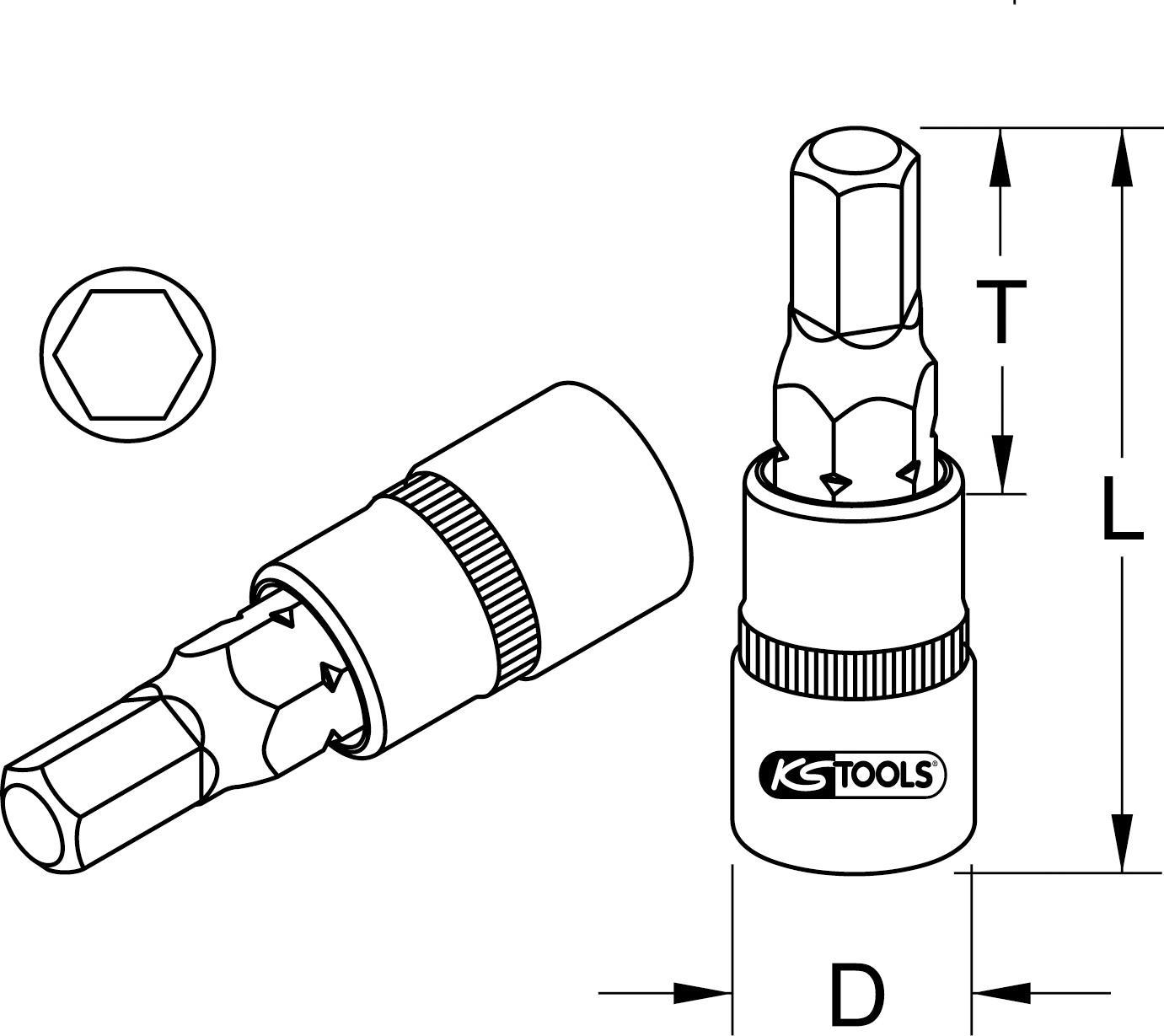 KS TOOLS Bussola punta esagonale da 3/8", 3/16" (917.3963)