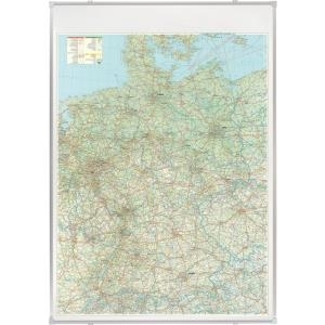 FRANKEN Deutschland Straßenkarte, beschreibbar und pinnbar beschreibbar, Rahmen aus Aluminium - 12 mm, Kunststoffecken (KA301P)