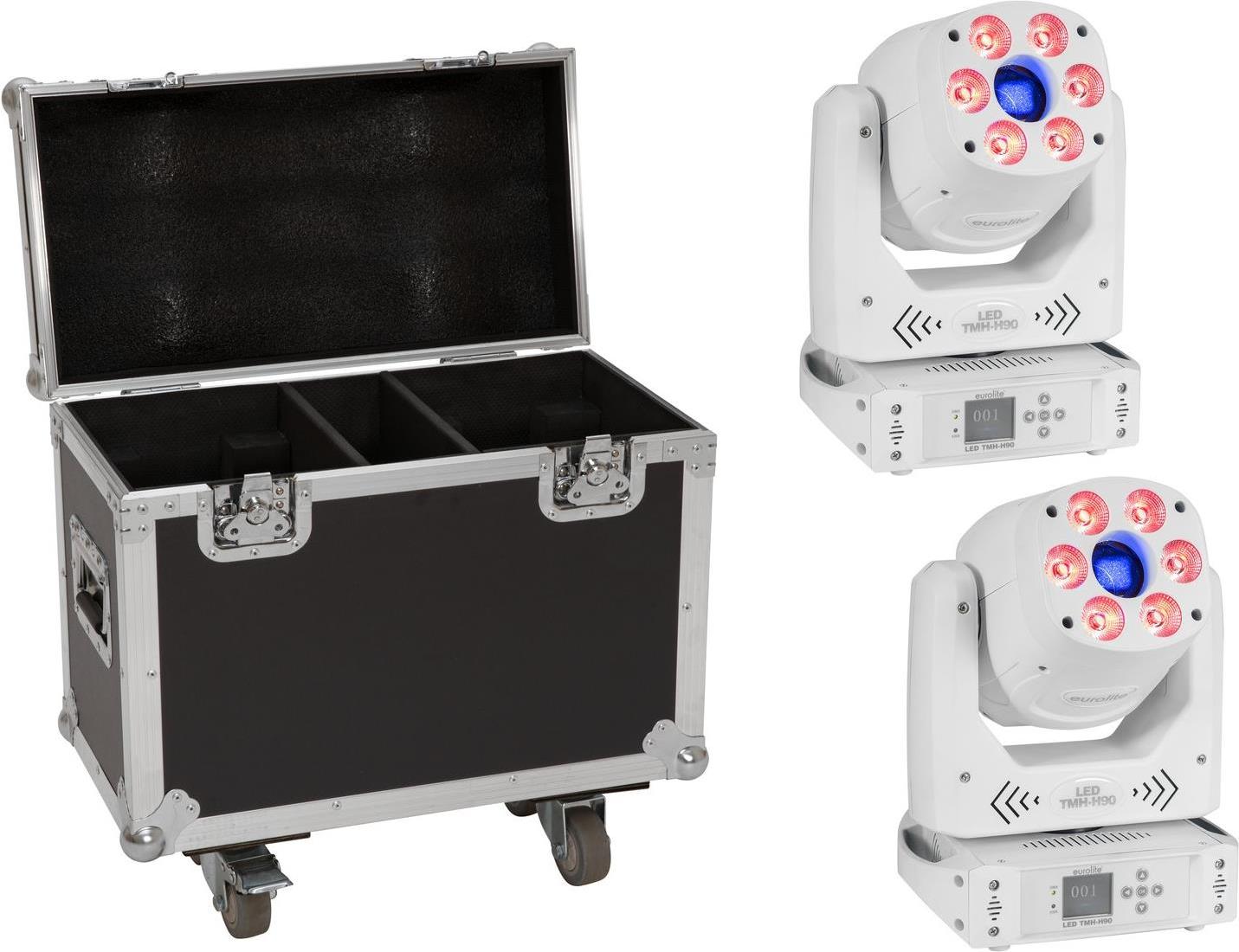 EUROLITE Set 2x LED TMH-H90 Hybrid Moving-Head Spot/Wash COB ws + Case (20000922)
