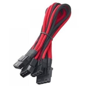 BitFenix Alchemy Premium Modding Series Multisleeved Cable - Netz-Splitter - interne Stromversorgung, 4-polig (M) - interne Stromversorgung, 4-polig (W) - 60cm - Schwarz / Rot (BFA-MSC-M3MRKK-RP)