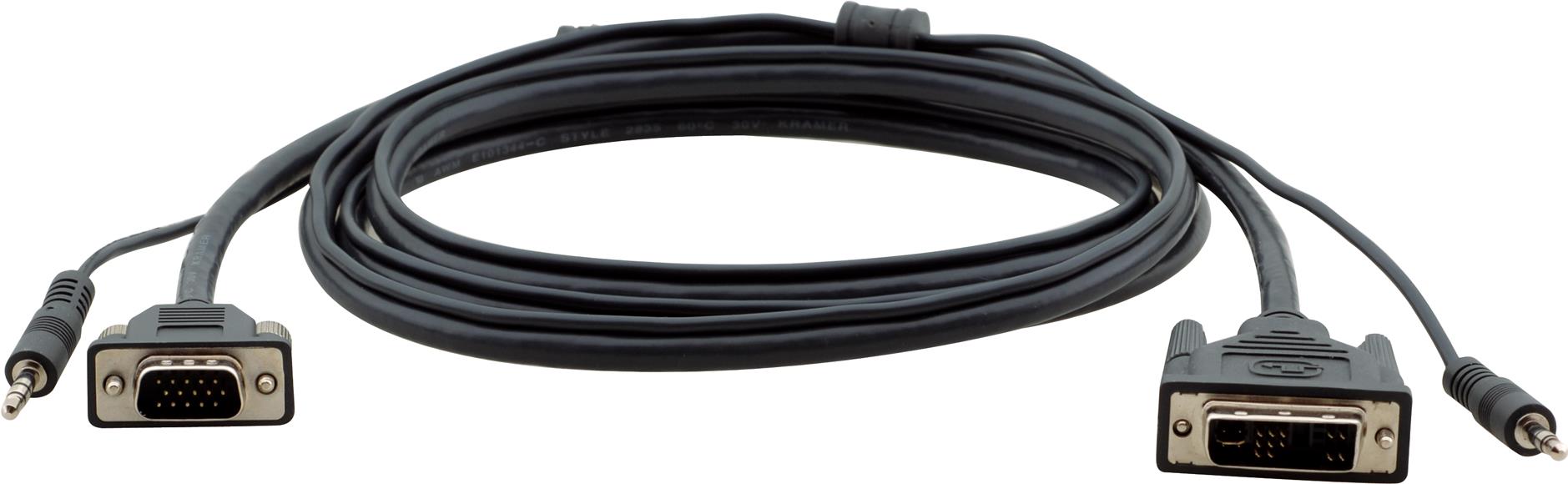 Kramer C-MDMA/MGMA Series C-MDMA/MGMA-35 - Display/Audio-Kabel-Kit - HD-15, Mini-Phone Stereo 3,5 mm (M) bis Mini-Phone Stereo 3,5 mm, DVI-A (M) - 10,7m - geformt - Schwarz (94-0606035)