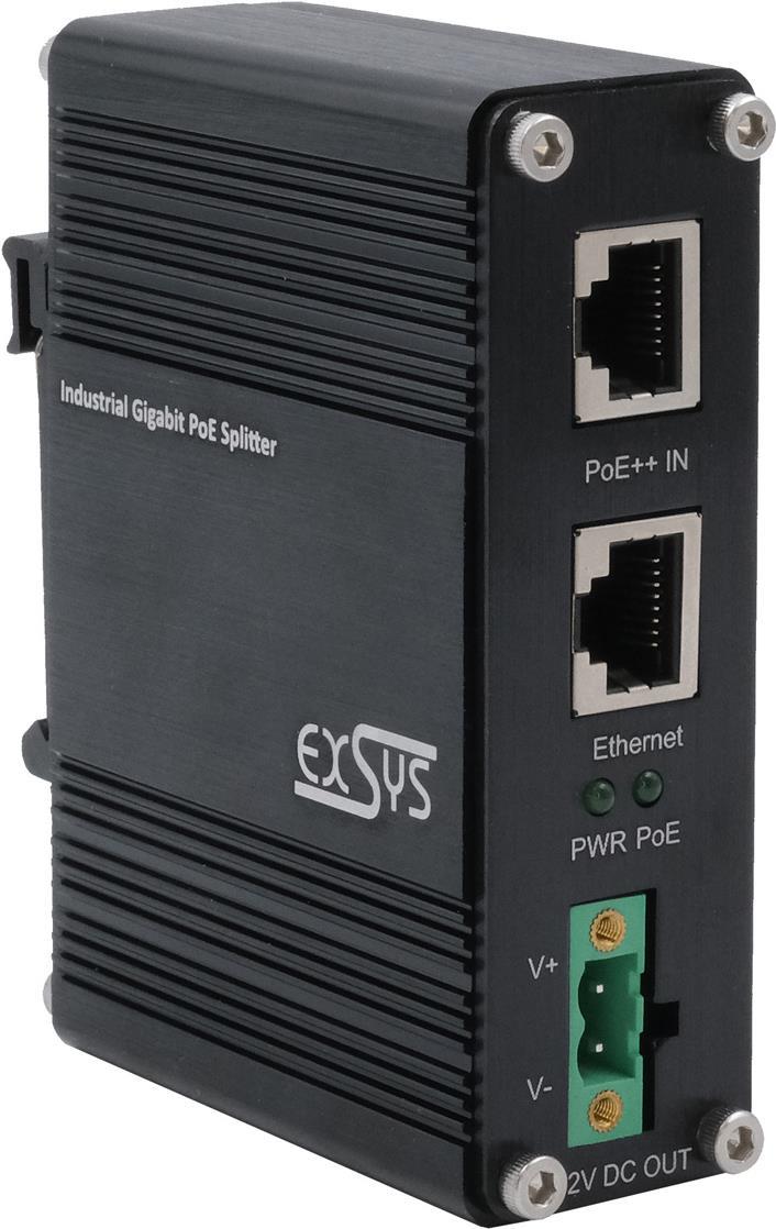 Splitter Ethernet industriale PoE++ 802.3at,12 V CC/36 W, 10/100/1000 Mbps