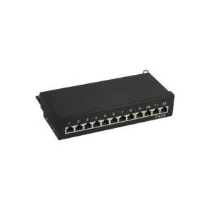 InLine® Patchfeld Cat.6, 12-fach, Tisch-/Wandmontage, schwarz, RAL9005 (76209S)
