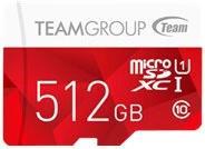 Team Color Card - Flash-Speicherkarte (SD-Adapter inbegriffen) - 512 GB - UHS Class 1 / Class10 - microSDXC UHS-I - Rot