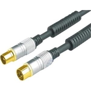 Professional Antennenkabel, High Quality, Koax St./Bu., mit Ferritkernen, 1,0 m Hochwertiges Antennenkabel mit ausgezeichneter Abschirmung, ideal bei HDTV und digitalem Kabelfernsehen (49990101H)