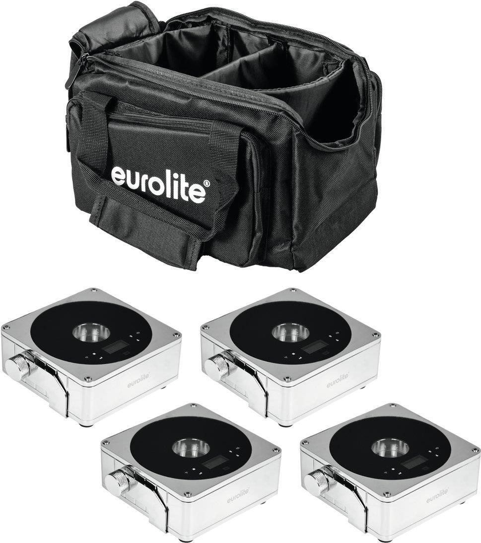 EUROLITE Set 4x AKKU IP Flat Light 1 chrom + Soft-Bag (20000425)