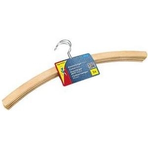 Peggy Perfect Holz-Kleiderbügel ohne Steg, natur, 3er Pack Haken aus Metall, Breite: 420 mm - 1 Stück (90123)