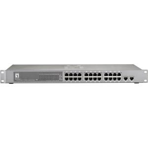 LevelOne FGP-2412W380 - Switch - 24 x 10/100 (PoE+) + 2 x Shared SFP + 2 x Shared 10/100/1000 - Desktop, an Rack montierbar - PoE+ (FGP-2412W380)