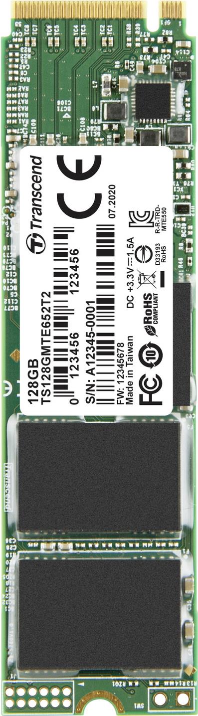 Transcend MTE652T2 M.2 128 GB PCI Express 3.1 3D TLC NAND NVMe (128GB M.2 2280 PCIe Gen3x4 M-Key 3D TLC)