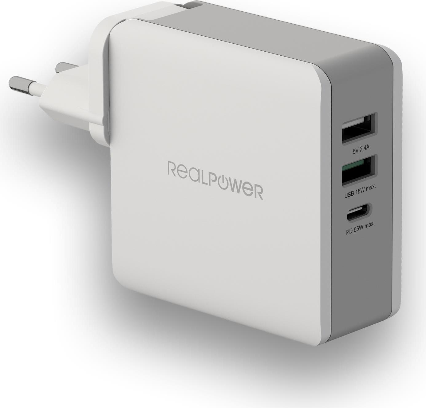 RealPower DeskCharge-65 Viaggio grigio per interni (306837)