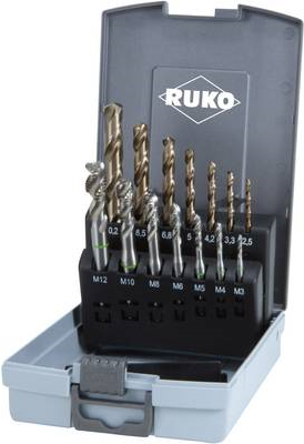 RUKO Maschinengewindebohrerset DIN371/376 Form C M3-M12 14tlg.HSS-Co5 Ku.-Kassette (245052RO/RUKO)