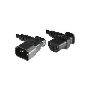 MicroConnect - Spannungsversorgungs-Verlängerungskabel - IEC 60320 C14 bis IEC 60320 C13 - 40 cm - 90° Stecker - Schwarz