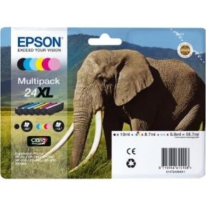 Epson 24XL Multipack - 6er-Pack - Größe XL - Schwarz, Gelb, Cyan, Magenta, hell Magenta, hell Cyan - Original - Tintenpatrone (C13T24384021)
