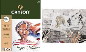 CANSON Zeichenpapierblock Ingres Vidalon, 240 x 320 mm 100 g/qm, 30 Blatt, Block an der kurzen Seite geleimt, - 1 Stück (C400103005)