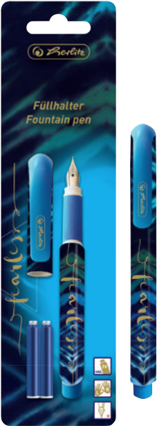 Herlitz New Batik Fearless penna stilografica Sistema di riempimento della cartuccia Blu Oro 1 pz (New Batik Fearless)