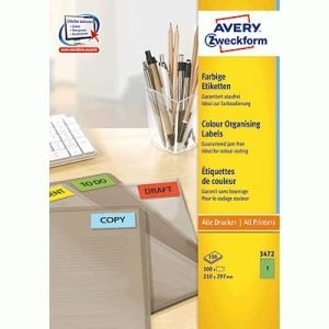 Avery - Etiketten - grün - A4 (210 x 297 mm) - 100 Stck. (100 Bogen x 1) (3472)