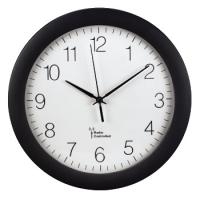 hama Wand-Funkuhr PG-300, aus Kunststoff, schwarz DCF-Funkuhr mit analoger Zeitanzeige, großes weißes Ziffern- (106936)
