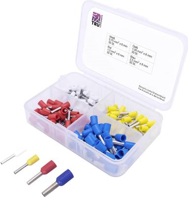 TRU COMPONENTS T1903C020 Aderendhülsen-Sortiment 0.75, 1, 1.50, 2.50 Teilisoliert 120 Teile (T1903C020)