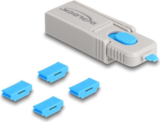 Delock Set di blocco porta HDMI per prese HDMI Strumento di bloccaggio da 4 pezzi