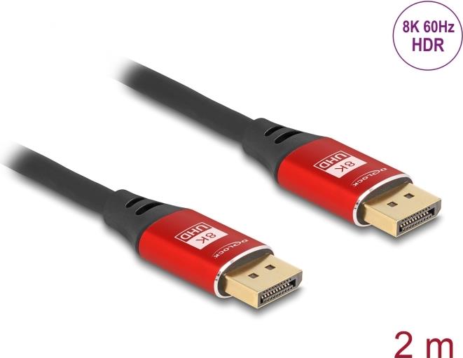 Delock Cavo DisplayPort 8K 60 Hz 2 m rosso metallo