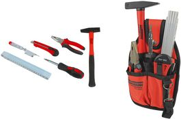 BRÜDER MANNESMANN Werkzeug-Satz, 7-tlg, schwarz / rot in einer Nylon-Gürteltasche, Maße: (B)306 x (T)142 x (H)60 - 1 Stück (M21740)