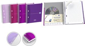Oxford Collegeblock European Book 10,20cm (4)Beauty, A5+, kariert 100 Blatt, 90 g-qm, farbige Ränder, 2-fach Lochung (353002908)