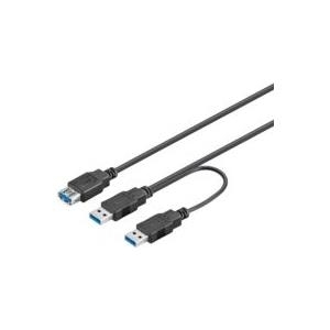 MicroConnect - USB-Verlängerungskabel - USB Typ A (W) bis USB Typ A (M) - USB 3.0 - 30 cm - Schwarz
