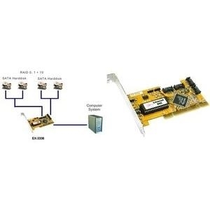 Exsys EX-3336 - Speichercontroller (RAID) - 4 Sender/Kanal - SATA-150 - 150MBps - RAID 0, 1 - PCI-X (EX-3336)