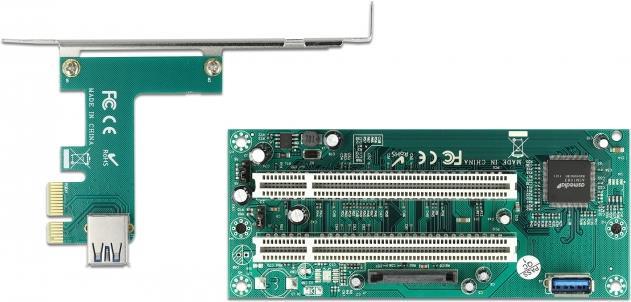 Scheda riser Delock PCI Express x1 a 2 slot PCI a 32 bit con cavo da 60 cm