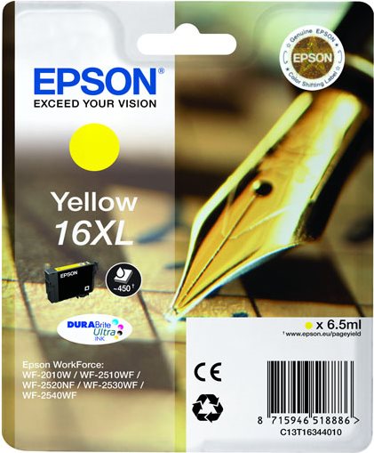 ORIGINAL Epson Cartuccia d'inchiostro giallo C13T16344012 16 XL 450 Seiten 65ml Cartuccie dinchiostro XL