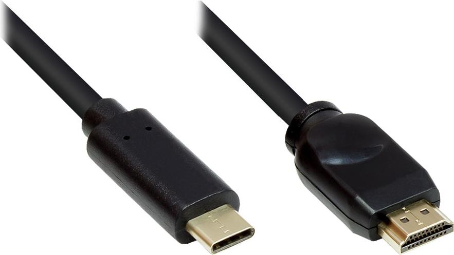Adapterkabel USB-C Stecker an HDMI 2.0 Stecker, 4K2K / UHD 60Hz, CU, schwarz, 5m, Good Connections® (GC-M0103)