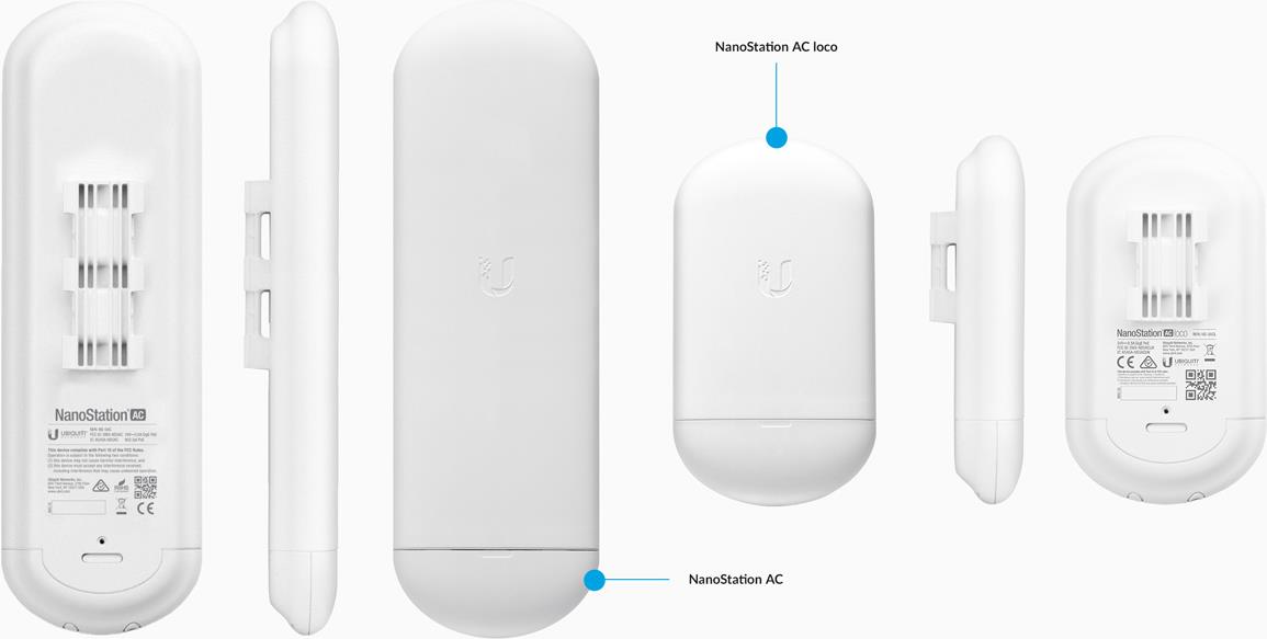 Ubiquiti NanoStation AC loco NS-5ACL - Drahtlose Basisstation - AirMax ac - 5 GHz (Packung mit 5) (NS-5ACL-5)