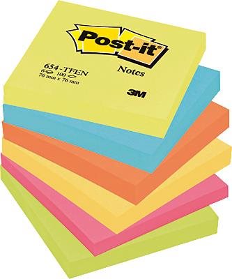 Foglietti riposizionabili Post-it® Notes Energy 76x76 mm neon assortiti conf. 6 bloc. da 100 ff - 654-TFEN