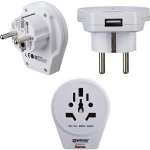 Hama World to Europe USB Typ F (Schuko) Universal Weiß Netzstecker-Adapter (00128231)