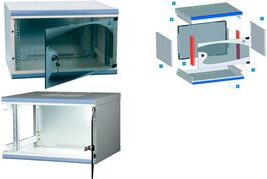 apranet 48,30cm (19) Wandverteilergehäuse optiRACK, 9 HE, Flatpack mit abnehmbaren Seitenwänden, Fronttür mit Scheibe, - 1 Stück (350-002-09)