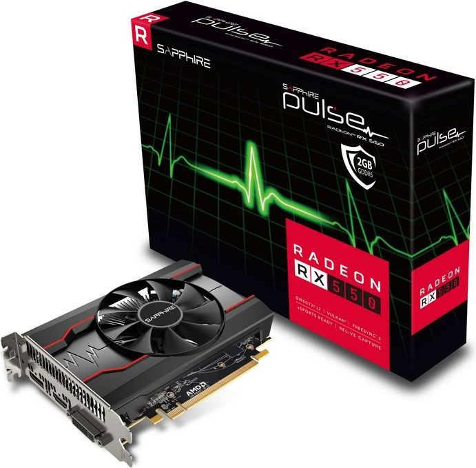 Sapphire Pulse RX 550 - Grafikkarten - Radeon RX 550 - 2 GB GDDR5 - PCIe 3.0 x16 - DVI, HDMI, DisplayPort - Lite Retail Sapphire Pulse RX 550 - Grafikkarten - Radeon RX 550 - 2 GB GDDR5 - PCIe 3.0 x16 - DVI, HDMI, DisplayPort - Lite Retail