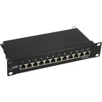 InLine® Patchfeld Cat.6, 12-fach, 25,4cm (10), 1HE, schwarz, RAL9005 (76213S)