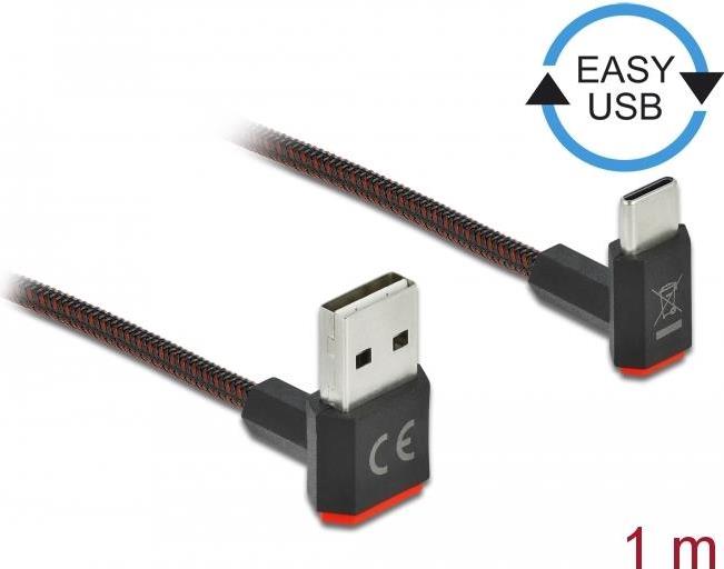 Delock Cavo EASY-USB 2.0 da tipo A maschio a USB tipo C maschio angolato superiore/inferiore 1 m nero