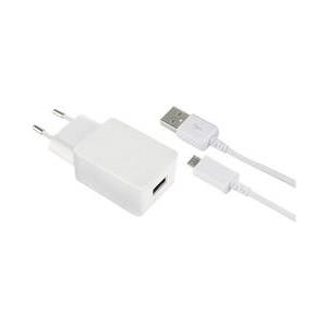 D-Parts Fontastic Reiseladeset (Stecker+Kabel) Micro USB 1A 1m, Weiß (250798)
