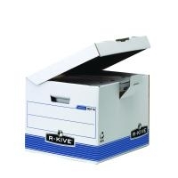 Fellowes Archiv-Klappdeckelbox Kubus R-Kive PRIMA, weiß-blau aus 100% recyceltem Karton, zu 100% wiederverwertbar, für (0021601)