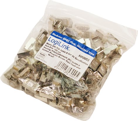 geschirmt Kat.5e LogiLink RJ45 Stecker für Rundkabel