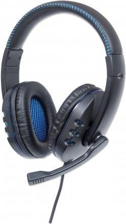 Manhattan 176088 cuffia e auricolare Cablato A Padiglione Musica e Chiamate Nero, Blu (USB GAMING LED HEADSET 1.8M- - BUILT-IN