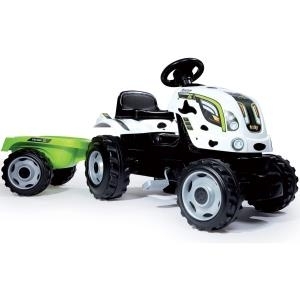 Smoby TRACTEUR FARMER XL VACHE + REMORQUE Terrasse Auto Schwarz - Grün - Weiß (7600710113)