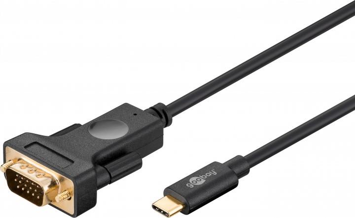 Goobay 79293 cavo e adattatore video 18 m VGA D-Sub USB tipo-C Nero (Goobay USB C til VGA - 1.8 m)