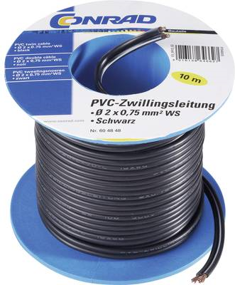 TRU COMPONENTS 1565082 Litze 2 x 0.75 mm² Schwarz 10 m (1565082)