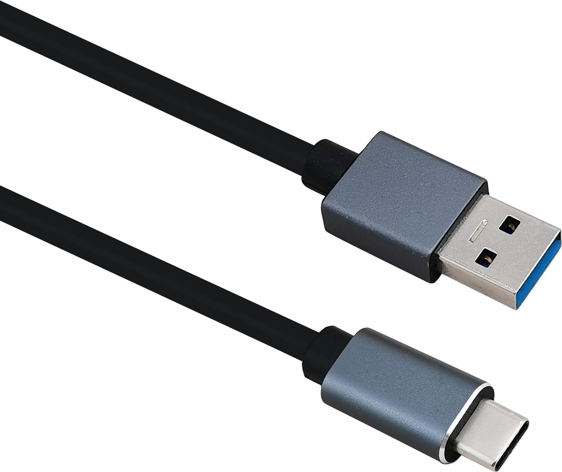 Cavo di collegamento Helos, USB 3.1 A maschio/USB Type-C maschio, PREMIUM, 1,0 m, nero